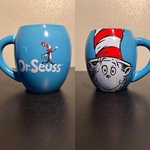 DR. SEUSS The Cat In the Hat ~ Rounded Blue Ceramic  Mug ~ Theodor Seuss Geisel